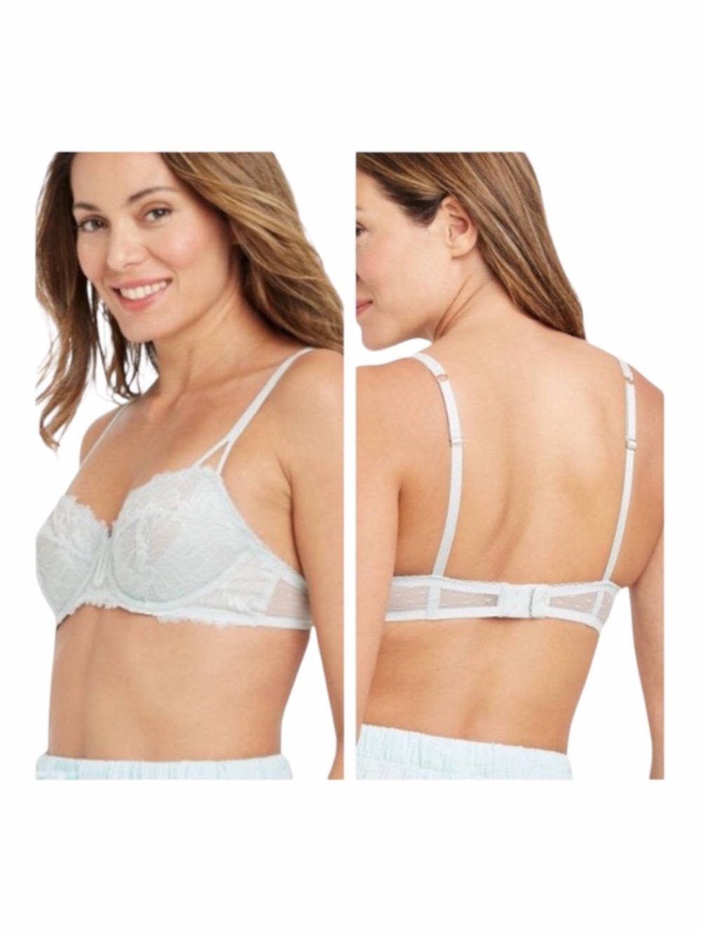 Auden Light Green Unlined Balconette Coverage Lace Underwire Bra